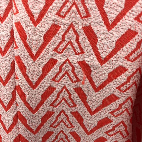 Women's Long Sleeve Casual Mini Dress V-Neck Back Zip Chevron Print White/Red - Picture 9 of 11